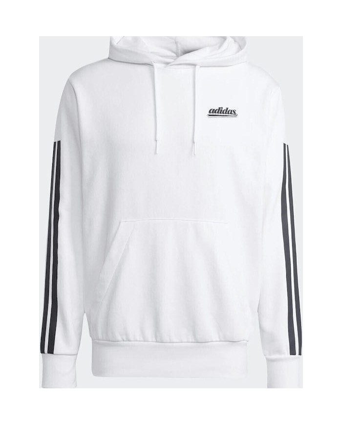 Adidas Sportswear Felpa con cappuccio bianca e dettagli a contrasto neri 
