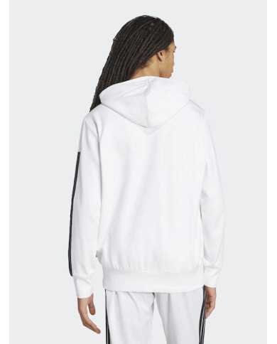 Adidas Sportswear Felpa con cappuccio bianca e dettagli a contrasto neri 
