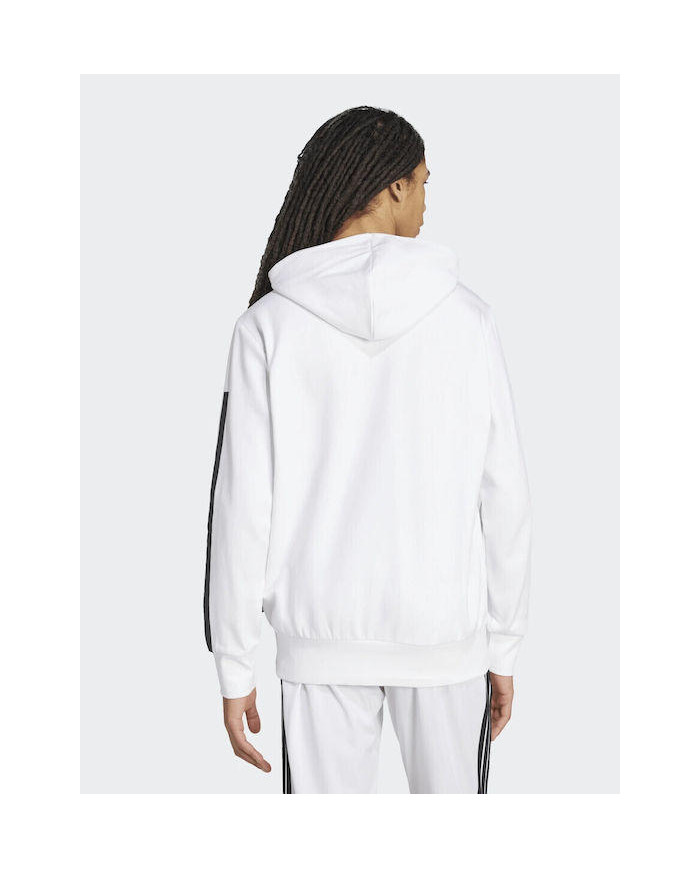 Adidas Sportswear Felpa con cappuccio bianca e dettagli a contrasto neri 
