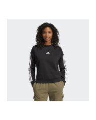 Essentials Felpa Adidas in pile a 3 strisce iconiche laterali e logo ricamato
