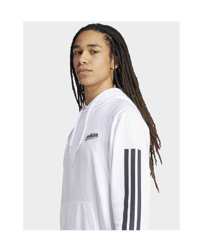 Adidas Sportswear Felpa con cappuccio bianca e dettagli a contrasto neri 
