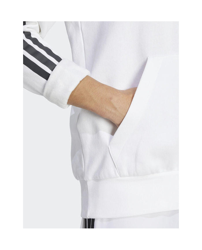 Adidas Sportswear Felpa con cappuccio bianca e dettagli a contrasto neri 
