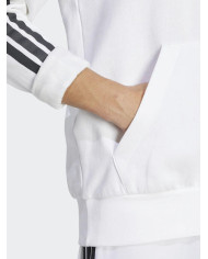 Adidas Sportswear Felpa con cappuccio bianca e dettagli a contrasto neri 
