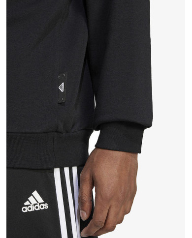 	Adidas Essentials Logo Felpa con cappuccio nera in pile 

