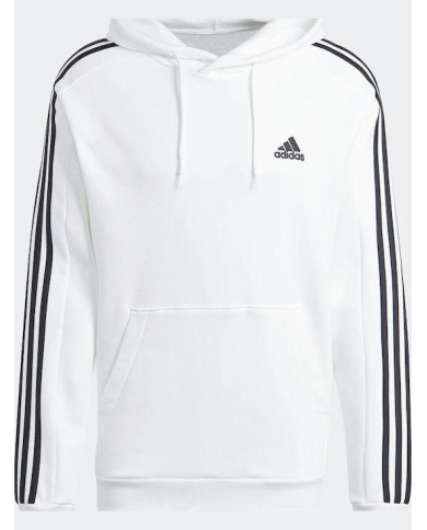 Adidas Sportswear Felpa con cappuccio in pile bianca e logo nero 
