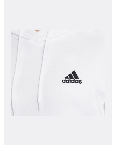 Adidas Sportswear Felpa con cappuccio in pile bianca e logo nero 
