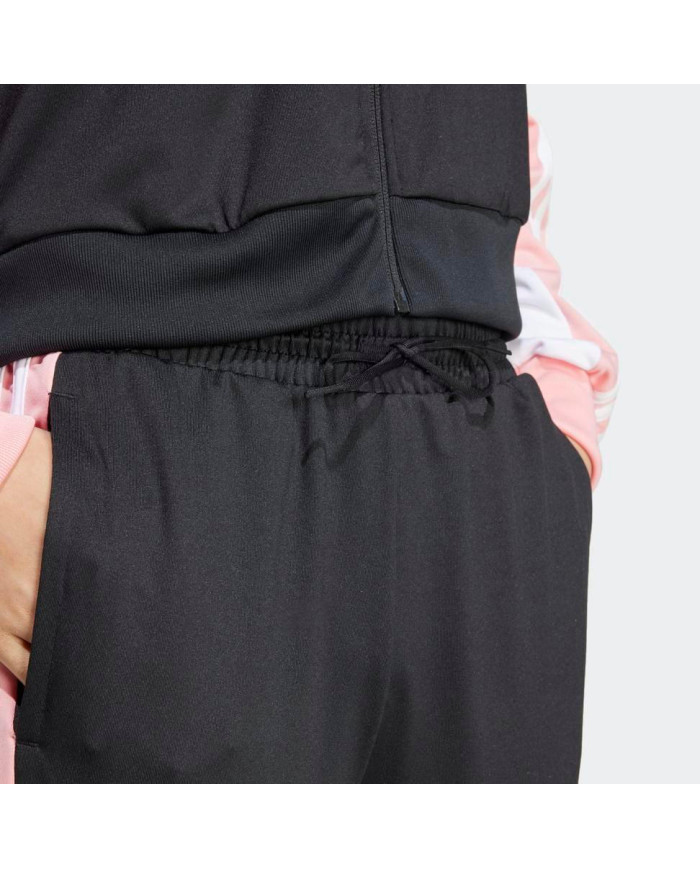 Tuta adidas Completa modello IX1110 con giacca e pantalone color nero con dettagli bianchi e rosa
