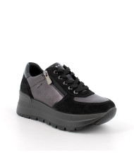IGI&CO DONNA 8677500 Sneakers con zeppa da donna grigio e nero con zip
