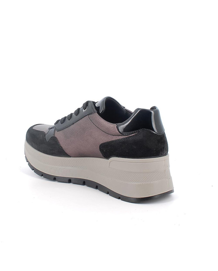 Sneakers igi&co con zeppa da donna marrone e nero con lacci
