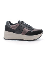 Sneakers igi&co con zeppa da donna marrone e nero con lacci
