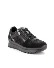 Igi&Co 8676100 Black sneakers con cerniera laterale e stringatura 
