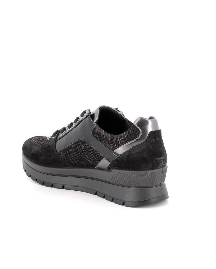 Igi&Co 8676100 Black sneakers con cerniera laterale e stringatura 
