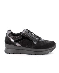 Igi&Co 8676100 Black sneakers con cerniera laterale e stringatura 
