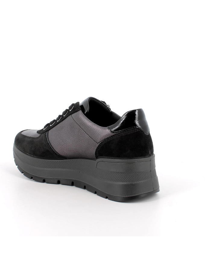 IGI&CO DONNA 8677500 Sneakers con zeppa da donna grigio e nero con zip
