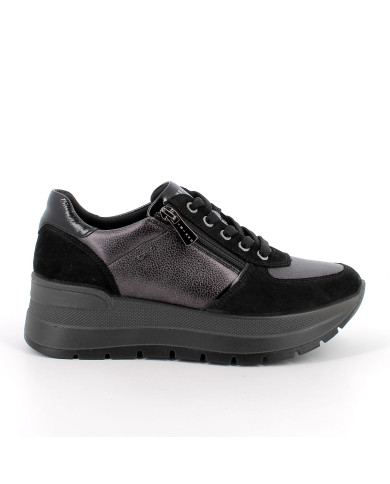 IGI&CO DONNA 8677500 Sneakers con zeppa da donna grigio e nero con zip
