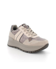 Sneakers igi&Co con zeppa da donna beige con lacci

