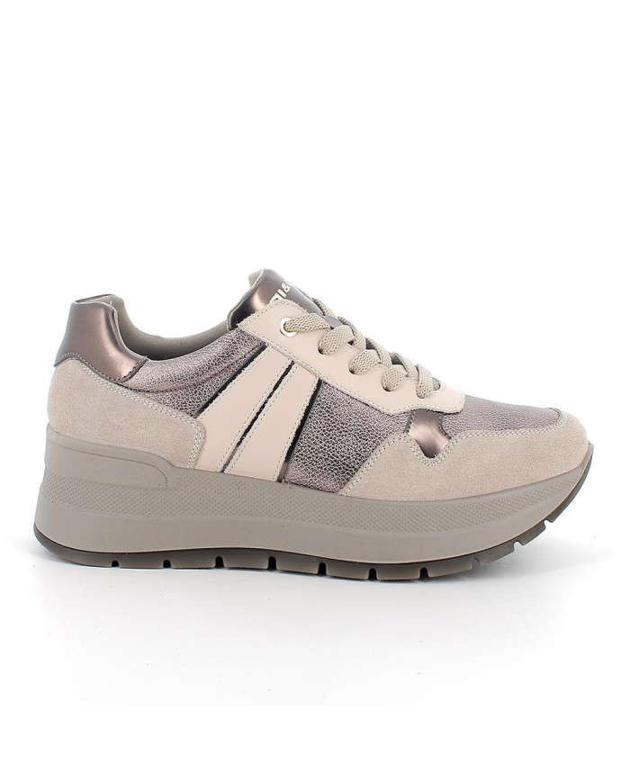 Sneakers igi&Co con zeppa da donna beige con lacci
