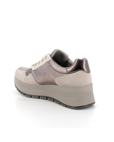 Sneakers igi&Co con zeppa da donna beige con lacci
