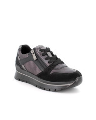 Sneakers da donna nero con zip e stringatura. plantare in memory 

