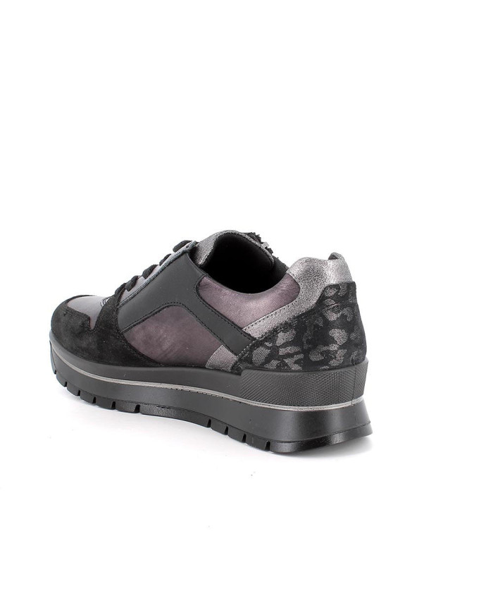 Sneakers da donna nero con zip e stringatura. plantare in memory 
