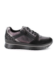 Sneakers da donna nero con zip e stringatura. plantare in memory 
