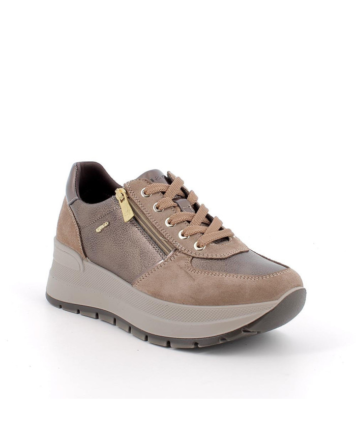 Igi&Co Sneakers con zeppa da donna marrone con zip
