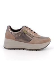 Igi&Co Sneakers con zeppa da donna marrone con zip
