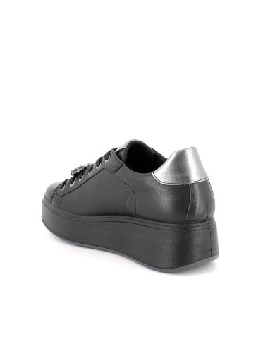 Sneakers con zeppa da donna nero con lacci e gioiello 
