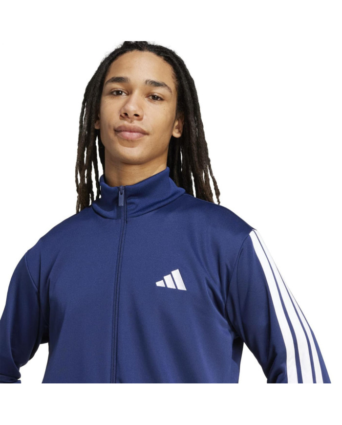 Adidas Tuta Sportswear Basic 3-Stripes French Terry Dark Blue/White da Uomo
