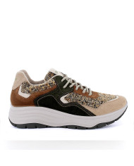 Sneakers Igi&Co 8682622 con zeppa da donna beige e marrone con lacci 
