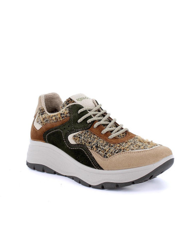 Sneakers Igi&Co 8682622 con zeppa da donna beige e marrone con lacci 
