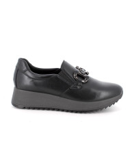Enval Soft Mocassino Slip on donna con zeppa in pelle neri
