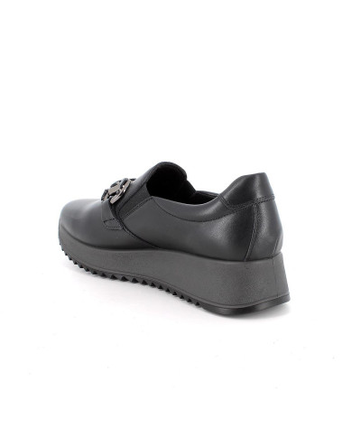 Enval Soft Mocassino Slip on donna con zeppa in pelle neri

