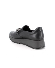 Enval Soft Mocassino Slip on donna con zeppa in pelle neri
