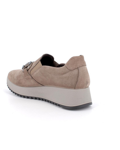 Enval Soft Mocassino Slip on donna con zeppa in camoscio fango 
