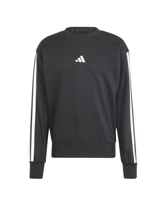 Felpa Adidas Essentials 3-Stripes nera con dettagli bianchi 
