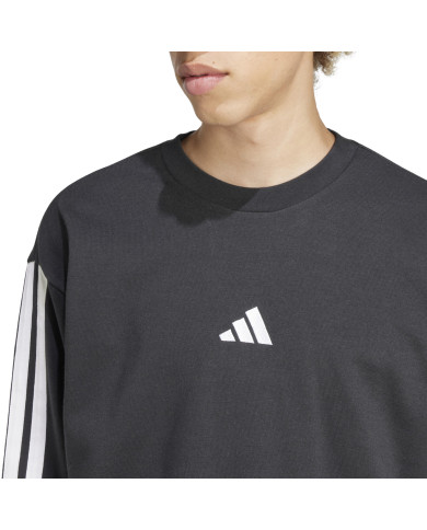 Felpa Adidas Essentials 3-Stripes nera con dettagli bianchi 
