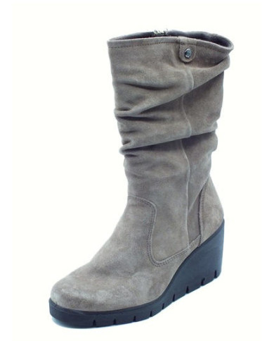 ENVAL Soft 8769622 Scam. Fango\beige Tronchetti per Donna in camoscio con lampo zeppa media
