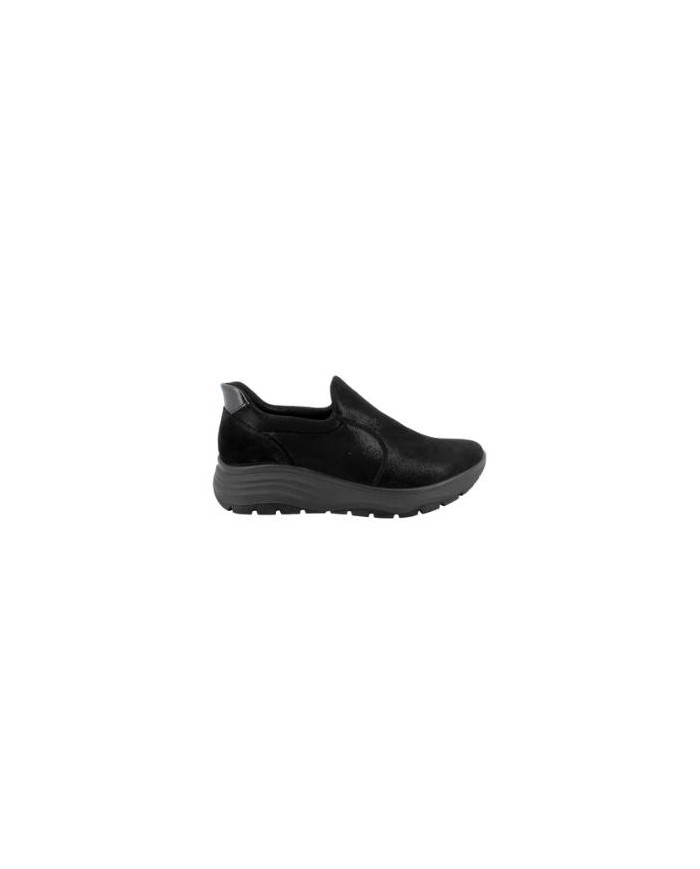 Mocassino Enval Soft 8780500 donna nero in tessuto elastico 
