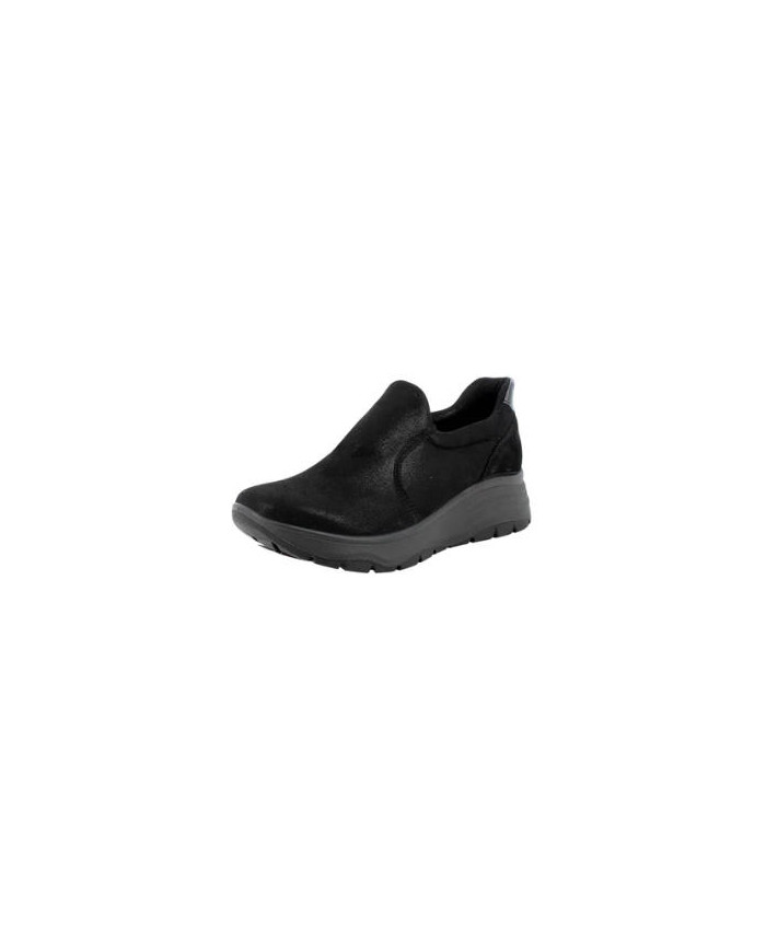 Mocassino Enval Soft 8780500 donna nero in tessuto elastico 
