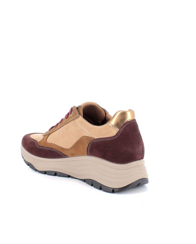 Sneakers igi&co con zeppa da donna marrone e bordeaux con lacci in camoscio 
