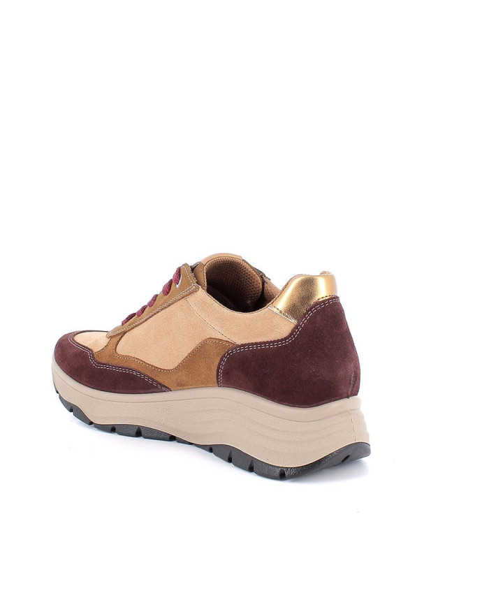 Sneakers igi&co con zeppa da donna marrone e bordeaux con lacci in camoscio 
