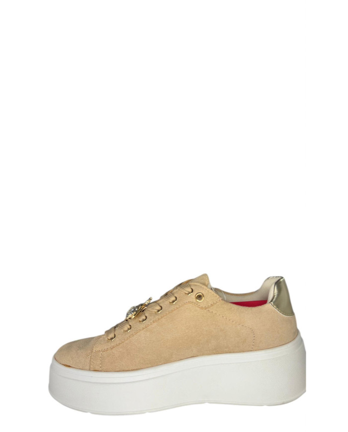 Sneakers WCUBED 49093 champagne con dettaglio gioiello nei lacci 

