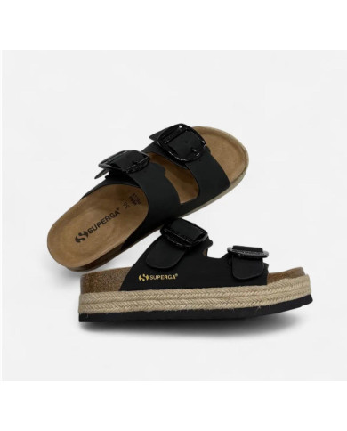 SUPERGA CIABATTE con platform e suola intrecciata in corda e sughero S11T228/SP
