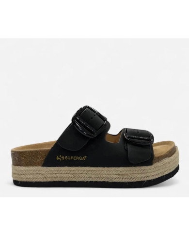 SUPERGA CIABATTE con platform e suola intrecciata in corda e sughero S11T228/SP
