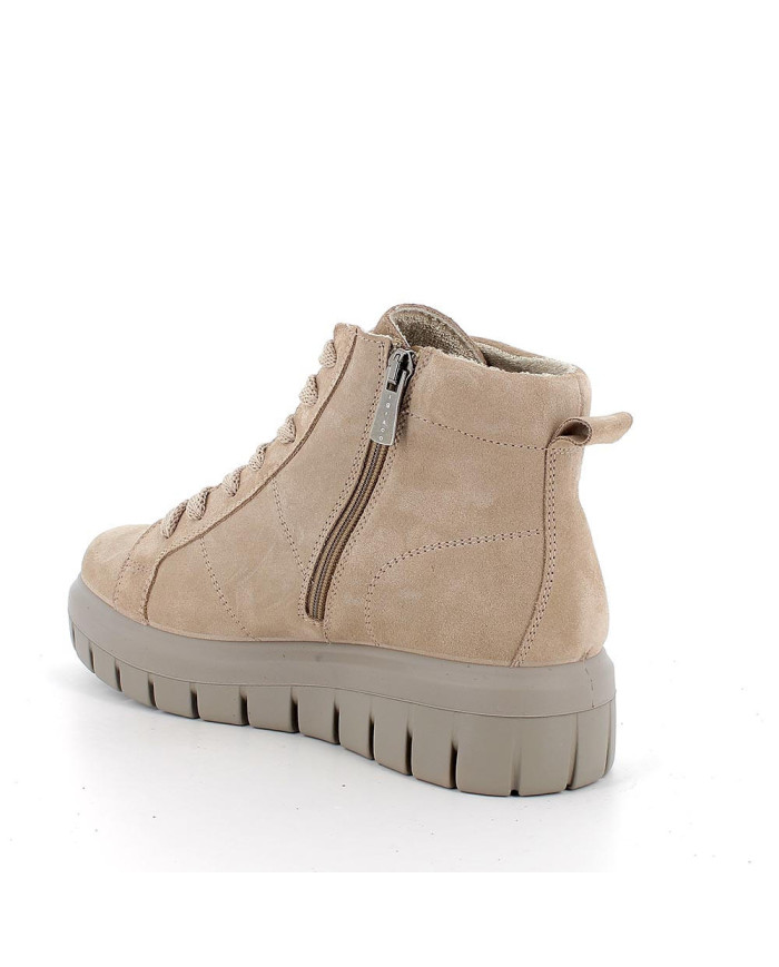 Stivaletti iGI&CO in pelle con zeppa da donna beige con zip 
