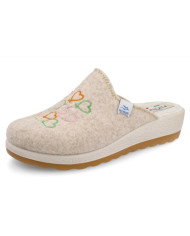 
Fly flot da donna modello Torraca pantofola beige 44z01xr in lana con disegno ricamato 
