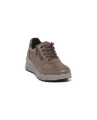 Sneaker Enval da donna color champagne con lacci e cerniera 
