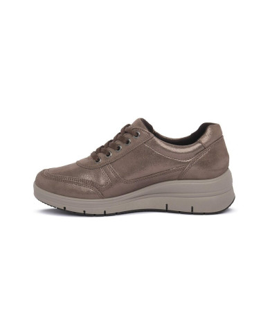 Sneaker Enval da donna color champagne con lacci e cerniera 
