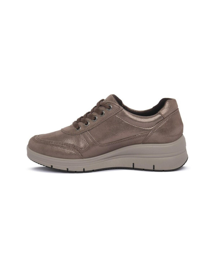 Sneaker Enval da donna color champagne con lacci e cerniera 
